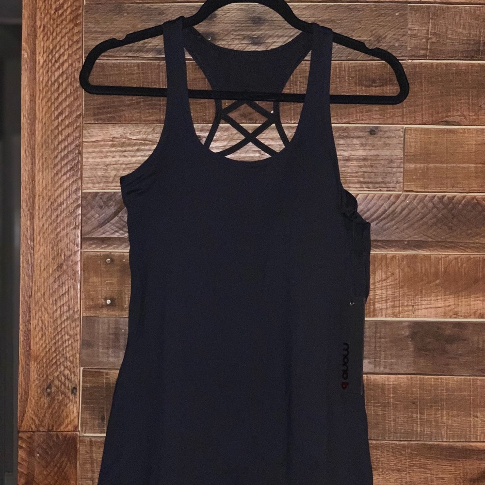 Black lattice back workout tank